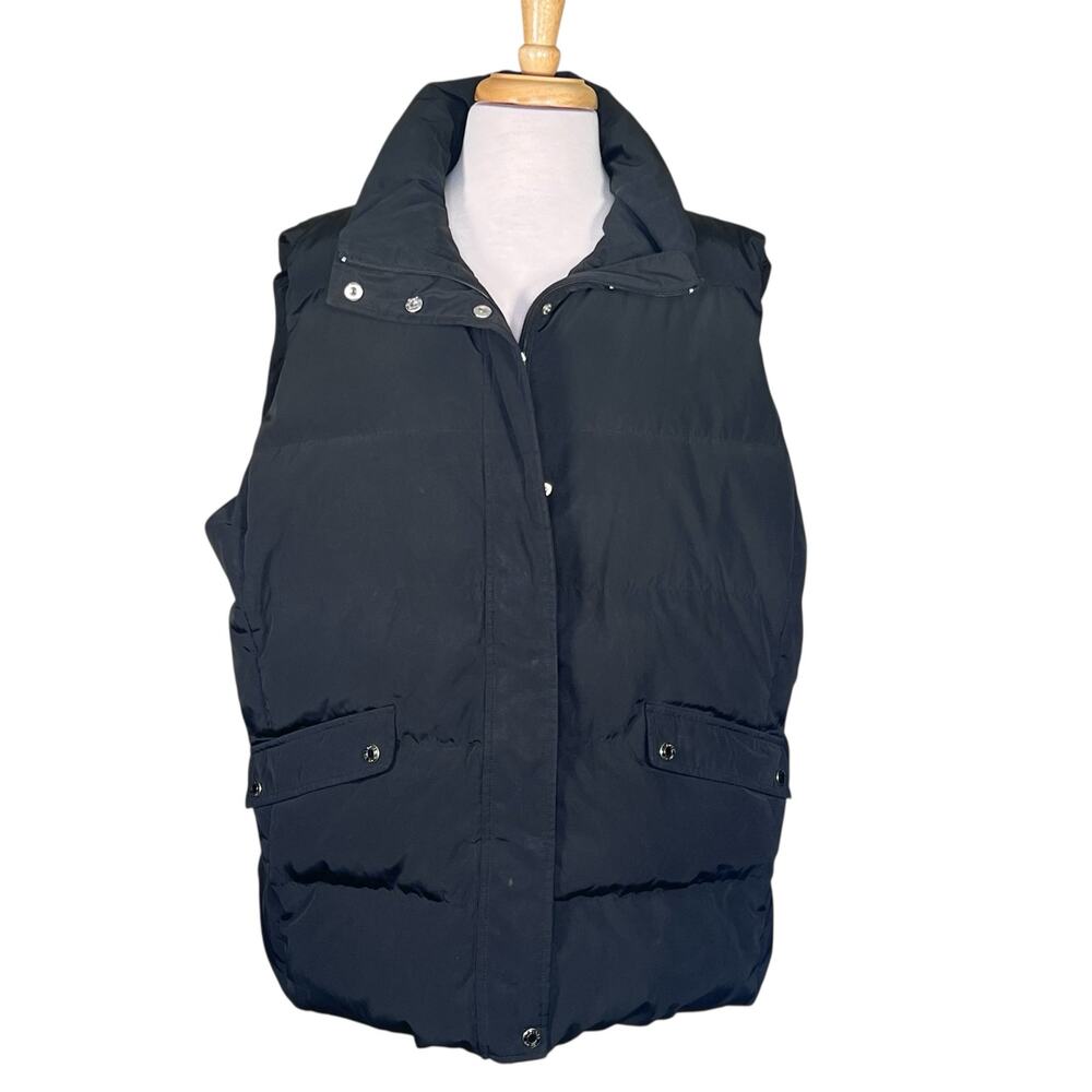 Talbots Women’s Black Down-Filled Puffer Vest w/Removable Hood Size 2X EUC - Picture 4 of 12